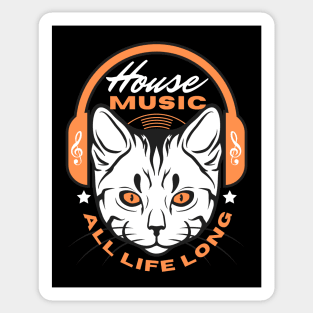 HOUSE MUSIC  - Headphone Cat (Orange) Sticker